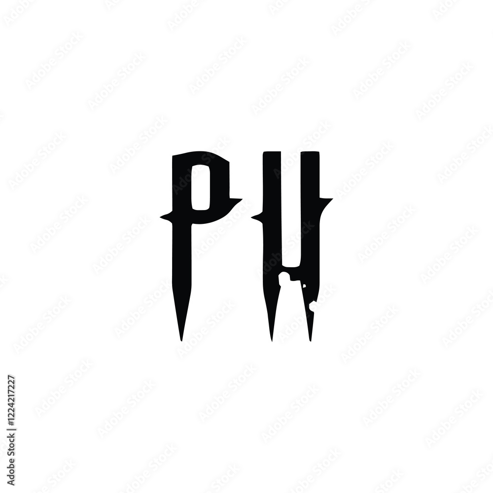 Obraz premium PU monogram logo design letter text name symbol monochrome logotype alphabet character simple logo