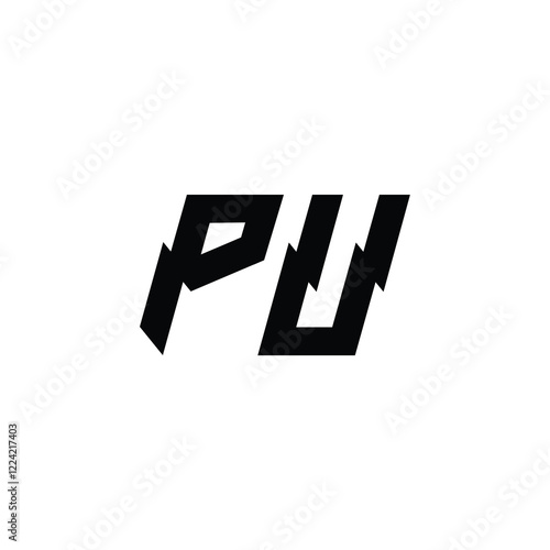 PU monogram logo design letter text name symbol monochrome logotype alphabet character simple logo