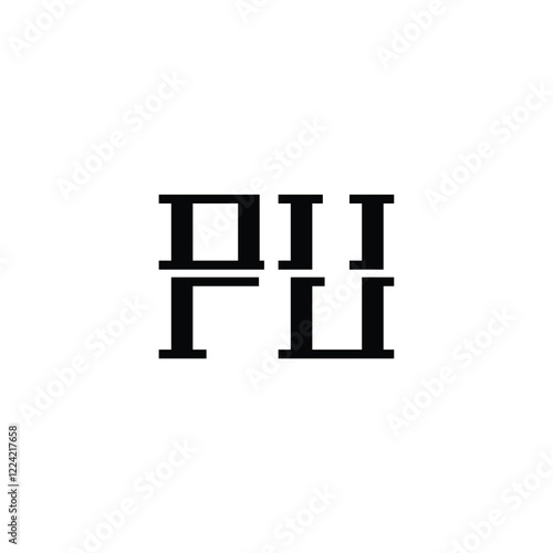 PU monogram logo design letter text name symbol monochrome logotype alphabet character simple logo