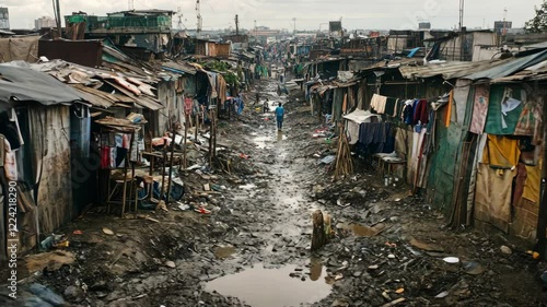 Overcrowded Urban Slums Poverty Housing Crisis Developing Nation