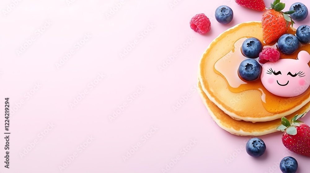Cute Bunny Pancakes with Fresh Berries and Syrup for a Delightful Breakfast Cute Bunny Pancakes with Fresh Berries and Syrup for a Delightful Breakfast