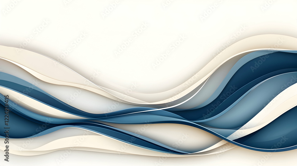 Obraz premium Abstract blue and white wave design, background for website or presentation