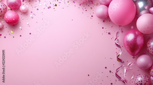 Pink Celebration A Festive Arrangement of Balloons and Confetti