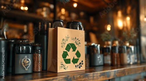 Eco Friendly Coffee Shop Takeout Bag With Containers photo