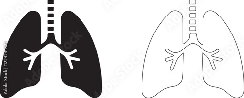 Human lungs and trachea. Vector silhouette.