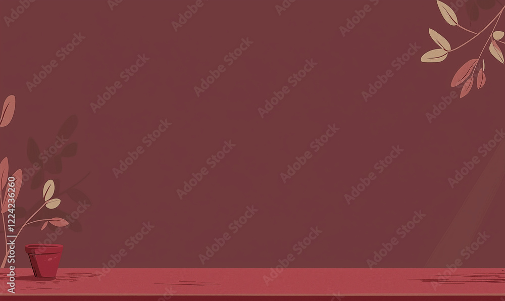 Muted maroon background with subtle plant illustrations on the sides and a textured surface. Muted maroon background with subtle plant illustrations on the sides and a textured surface.