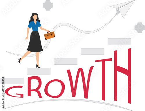 Targeted growth. Businesswoman running on volatility