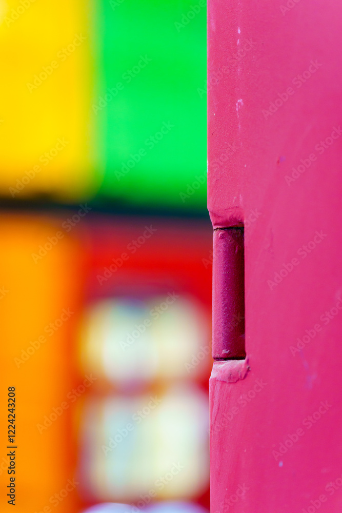Warehouse building with various colorful shipping containers
