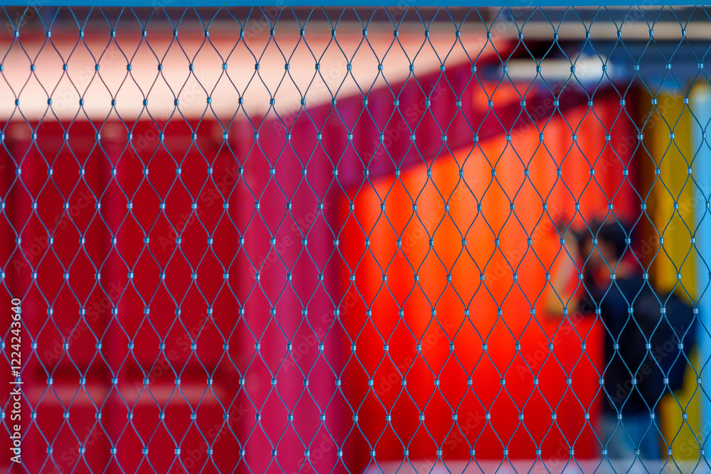 Fence grid, and colorful shipping containers