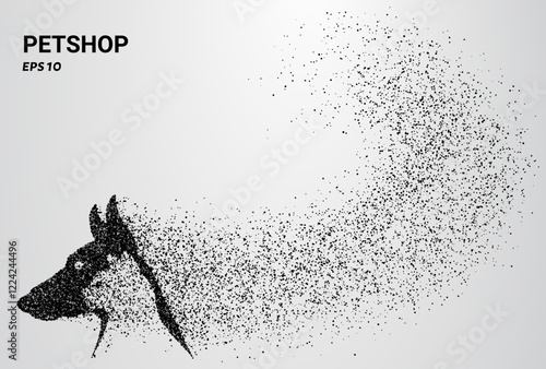 Petshop of particles. Petshop consists of small circles. Vector illustration.