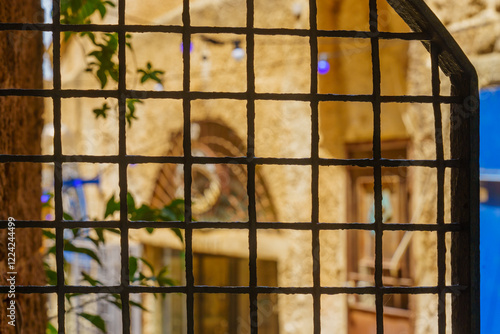 Obraz na płótnie Bars and alley in the old city of Jaffa w salonie