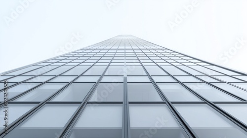 Bottom view of modern office building isolated on white background
