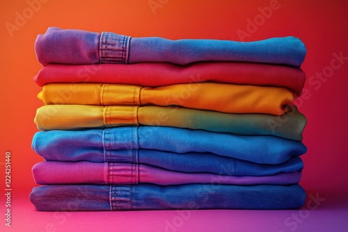 Colorful Clothes Pile Abundance Laundry Room Housework