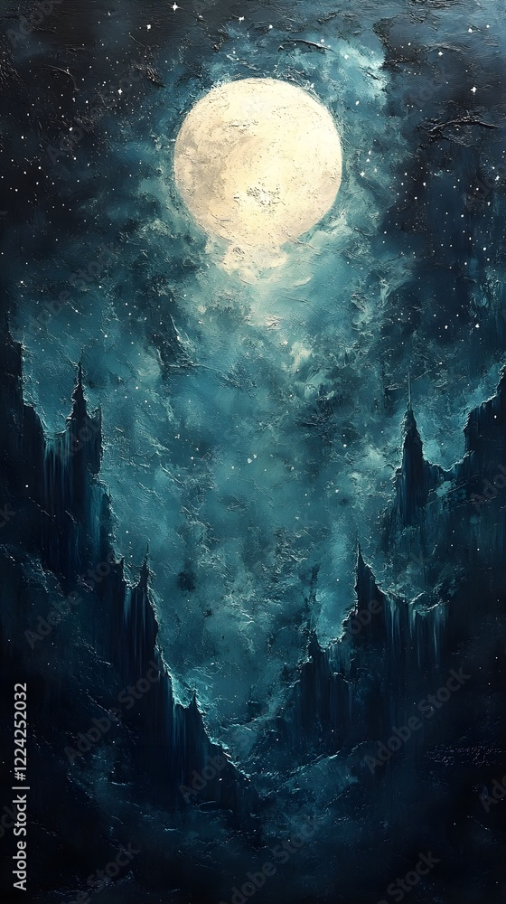 Fototapeta premium A gradient of celestial teal blending into midnight black.