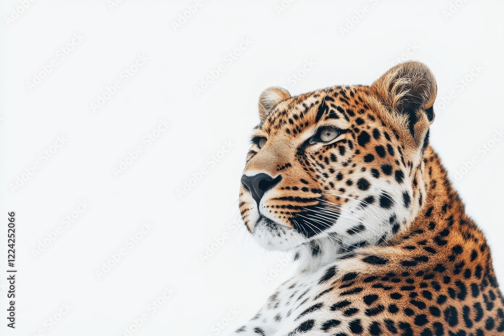 Naklejka premium Close Up Of A Leopard On White Background.