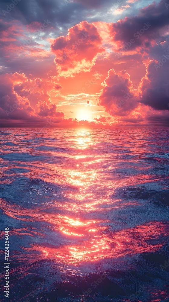 Fototapeta premium A gradient of coral red blending into icy blue.