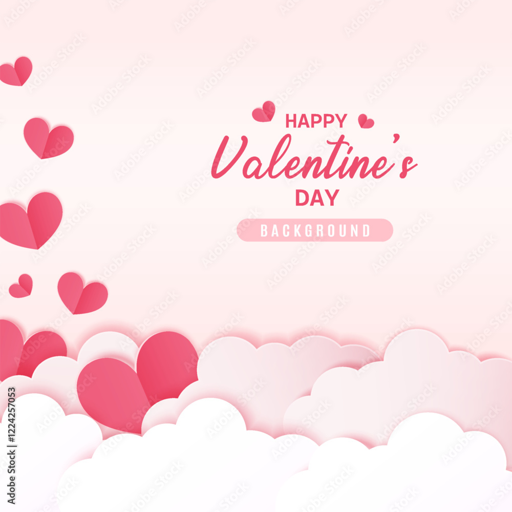 Minimal love background with paper cut cloud for social media post Minimal love background with paper cut cloud for social media post