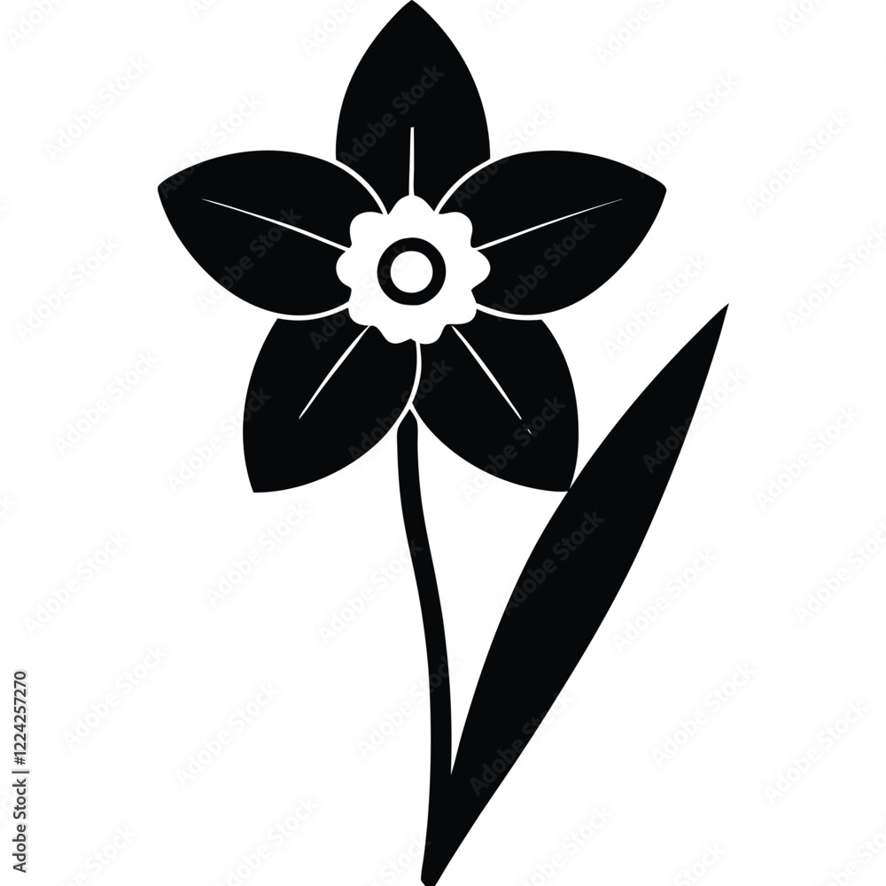 Minimalist Daffodil Flower Silhouette Vector Design Minimalist Daffodil Flower Silhouette Vector Design