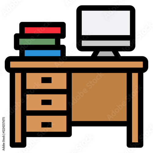 Desk Icons For Design Elements 