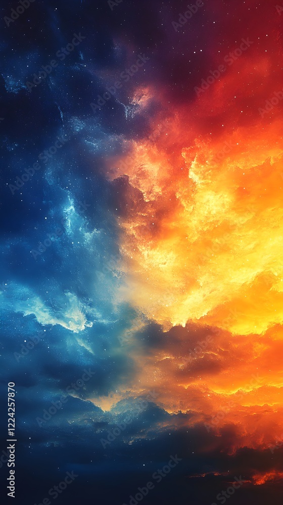 Fototapeta premium A gradient of electric blue transitioning to vibrant orange.