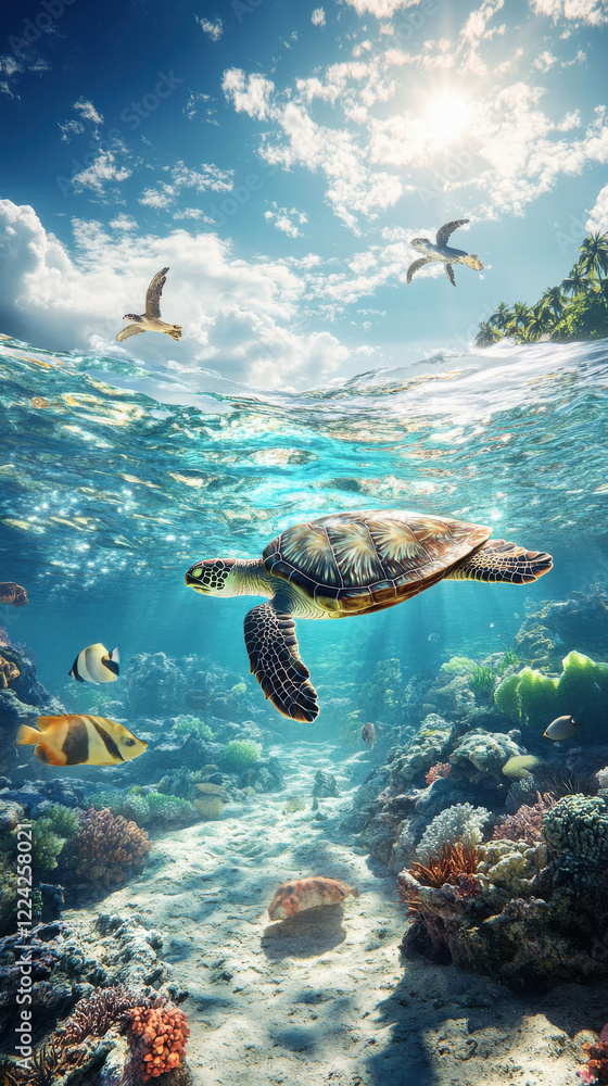 Fototapeta premium turtle in clear water