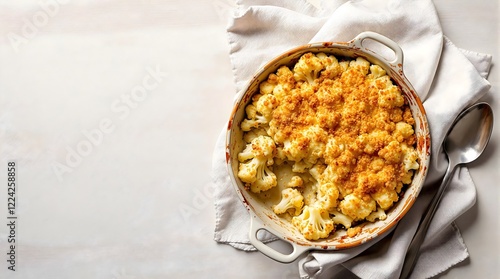 Blomkålgrateng (Cauliflower Gratin) baked with Creamy Cheese Sauce and Golden Topping (Norwegian Cuisine)