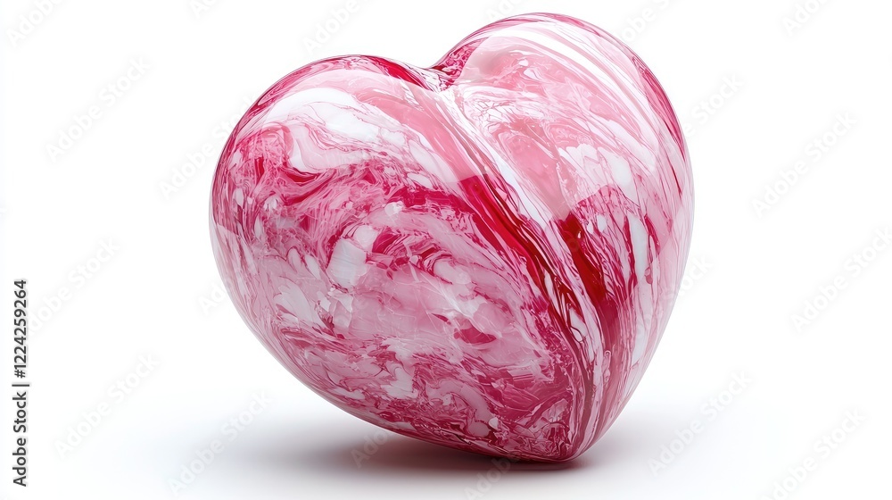 Pink and white marble heart, studio shot, love symbol, Valentine's Day Pink and white marble heart, studio shot, love symbol, Valentine's Day
