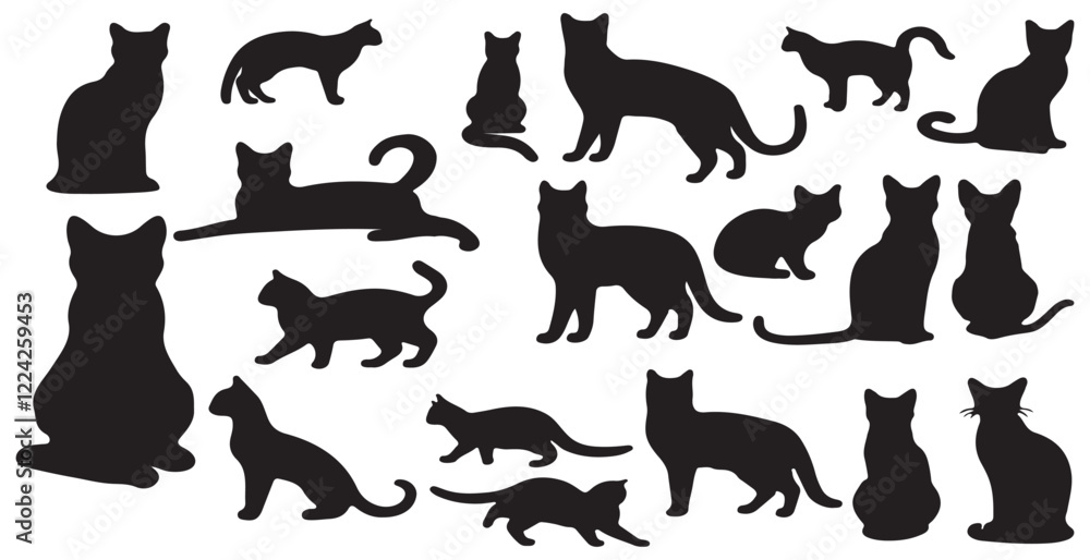 Set of Cat silhouette vector art illustration Set of Cat silhouette vector art illustration