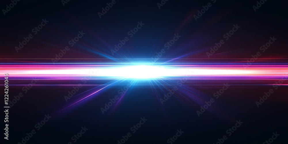 Obraz premium Abstract neon light streak with vibrant colors against dark background, futuristic digital design.