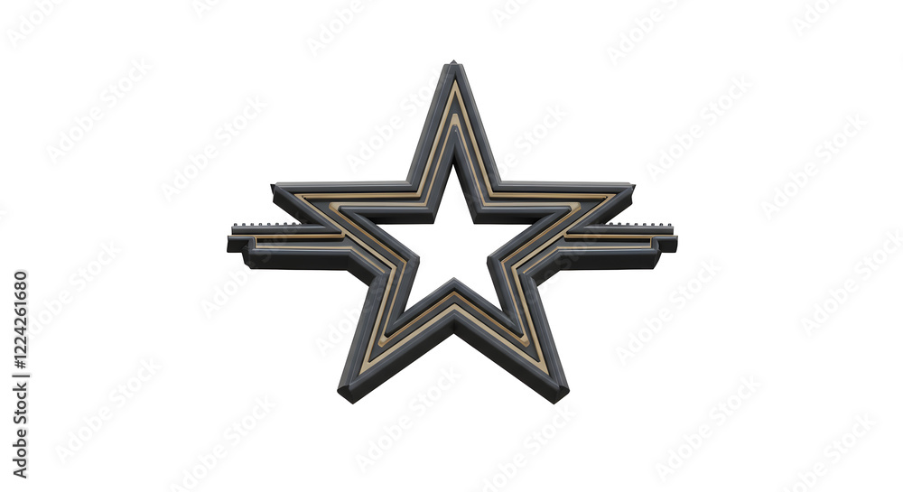 Modern Gray and Gold Star Design 3D Render isolated on white background. Generative AI Modern Gray and Gold Star Design 3D Render isolated on white background. Generative AI