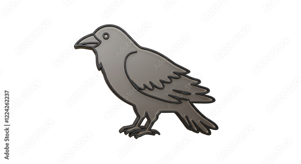 Obraz premium Gray Raven Bird 3D Model Download isolated on white background. Generative AI