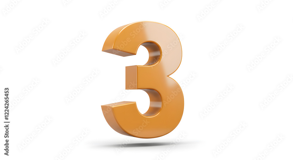 Orange 3D Number Three Render High Resolution Image isolated on white background. Generative AI Orange 3D Number Three Render High Resolution Image isolated on white background. Generative AI