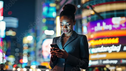 The Woman Using Smartphone Outdoors
