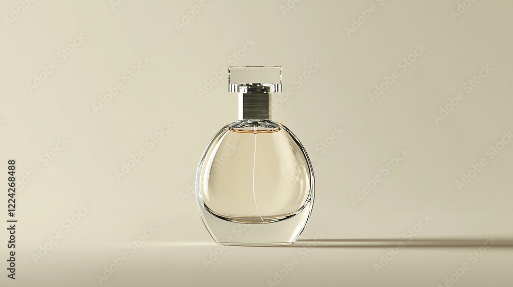 Isolated mockup of a sleek modern glass perfume bottle with elegant curves and a minimalist cap, ideal for branding and product presentation. Isolated mockup of a sleek modern glass perfume bottle with elegant curves and a minimalist cap, ideal for branding and product presentation.