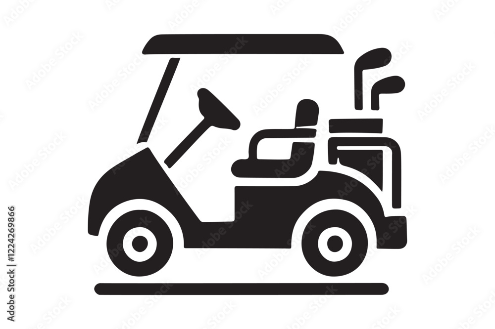 Fototapeta premium Golf Cart Vector Illustration Simple Black Silhouette