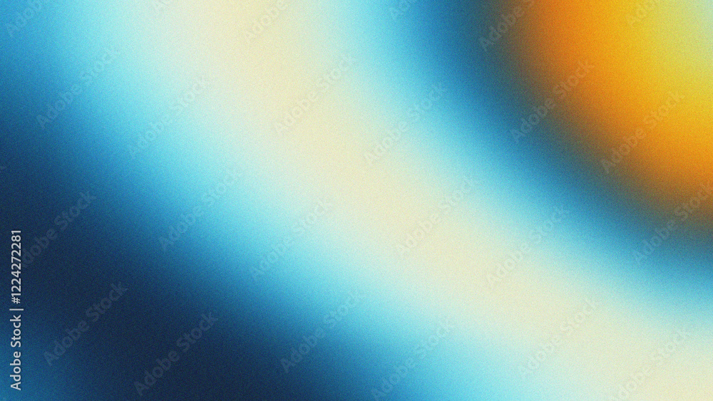 Obraz premium Retro grain blue white gradient background with noise effect combines nostalgic design element, vintage 70s aesthetic, ideal for print banner, poster design, web header, or retro wave graphic design 