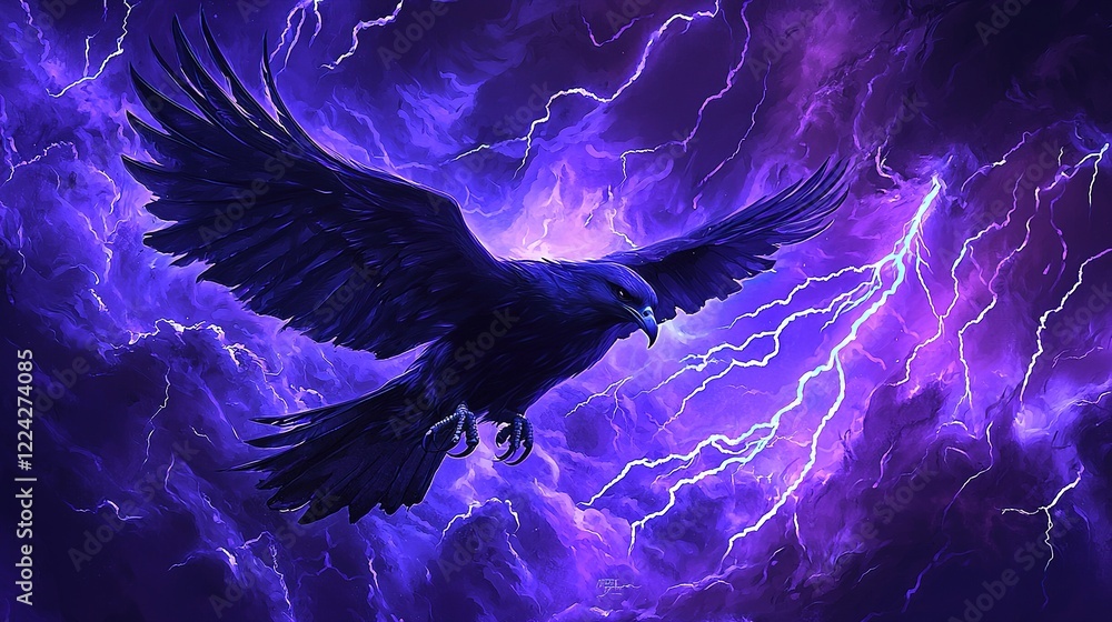 Naklejka premium Stormy Raven Flight