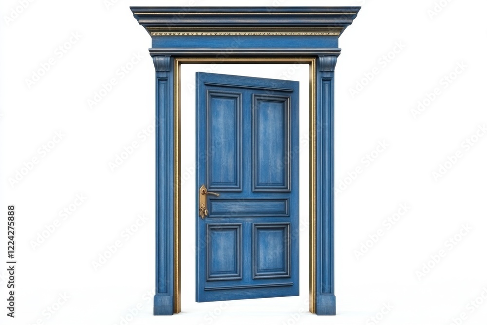 Interior Design Concept: Open Home Door Elements Isolated On White Background. Interior Design Concept: Open Home Door Elements Isolated On White Background.