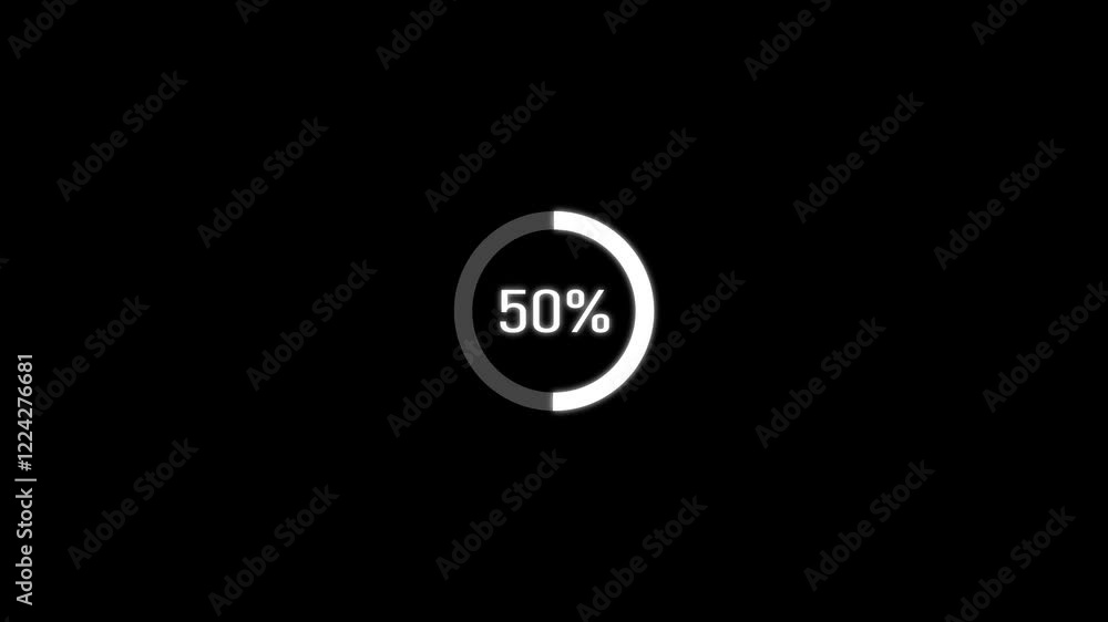 Circle Loading animation loop. Numerical counting from 0 to 100% . Circle Loading animation loop. Numerical counting from 0 to 100% .