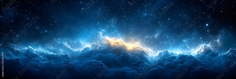 Fototapeta premium A gradient of shimmering silver fading into cosmic indigo.