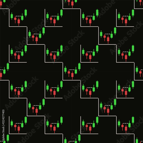 Candlestick Chart vector Crypto Trading colored seamless pattern