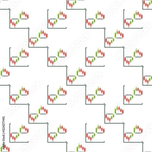 Cryptocurrency Candlestick Chart vector Analytics simple seamless pattern