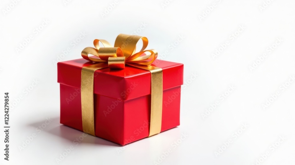 A vibrant red gift box adorned with a luxurious gold ribbon, a perfect symbol of celebration and thoughtful presentation. A vibrant red gift box adorned with a luxurious gold ribbon, a perfect symbol of celebration and thoughtful presentation.