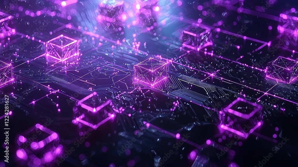 Fototapeta premium Digital Cubes on Circuit Board