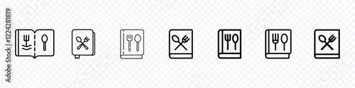 Cookbook icon. Write Recipe line icon. cookbook with a spoon and fork, Food recipe book icon