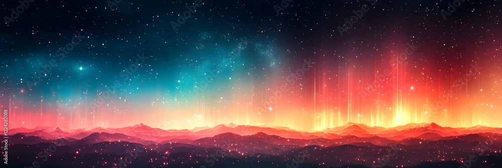 Obraz premium A gradient of starlit teal blending into bold ruby red.