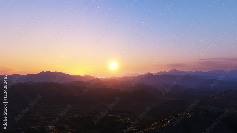 Stunning galaxy sunrise emerging over majestic mountains. The captivating blend of the celestial galaxy and the terrestrial mountains as the sun starts to rise, creating a breathtaking and awe Stunning galaxy sunrise emerging over majestic mountains. The captivating blend of the celestial galaxy and the terrestrial mountains as the sun starts to rise, creating a breathtaking and awe