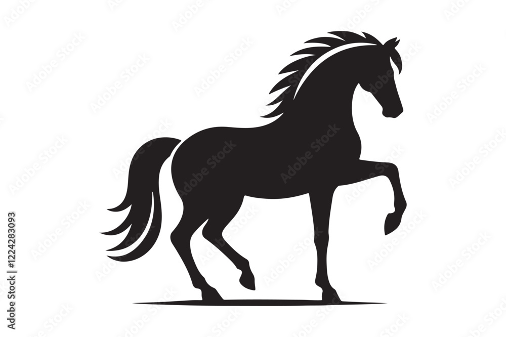 Elegant Horse Silhouette Black Vector Icon for Art Projects Elegant Horse Silhouette Black Vector Icon for Art Projects