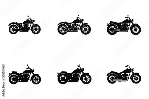 Motorcycle cruiser flat silhouette isolated on white