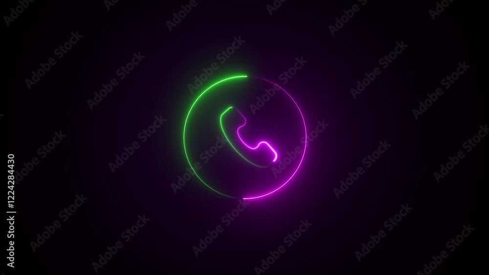 neon call icon animation isolated on black background.neon line Telephone call icon animation. neon call icon animation isolated on black background.neon line Telephone call icon animation.